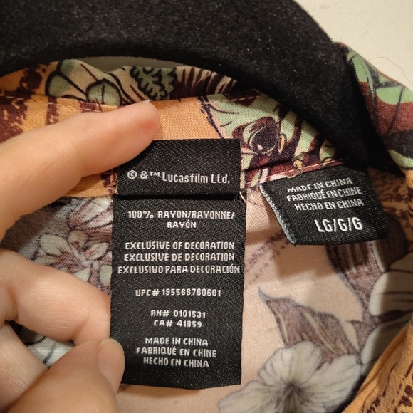 Star Wars Men's Yoda Baby Grogu Graphic Print Hawaiian Shirt Sz L Short Sleeve - Picture 3 of 7